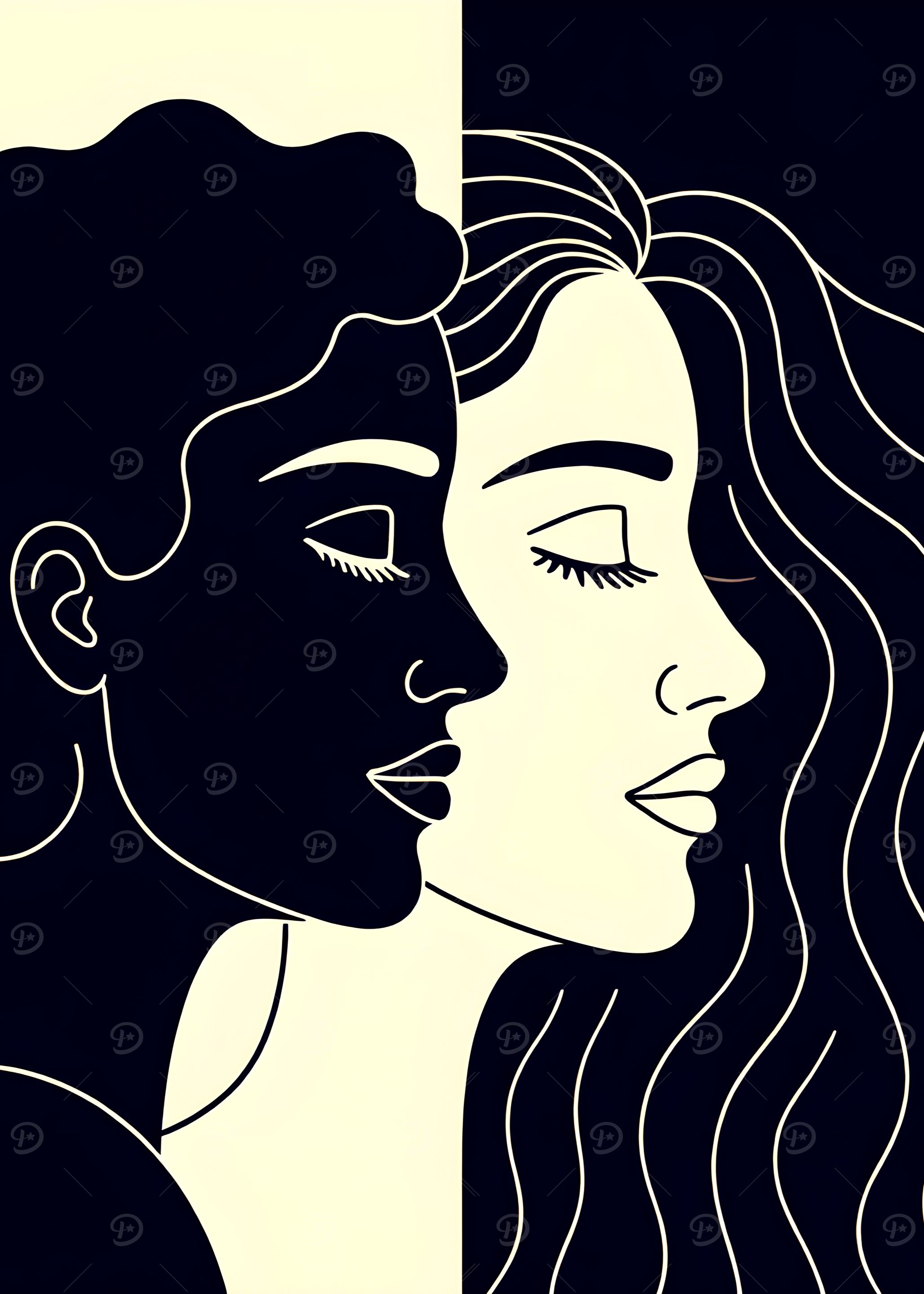 Duotone Faces in Profile