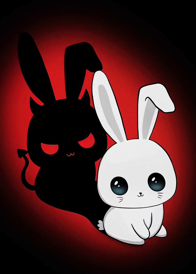 Cute Bunny with Devil Shadow