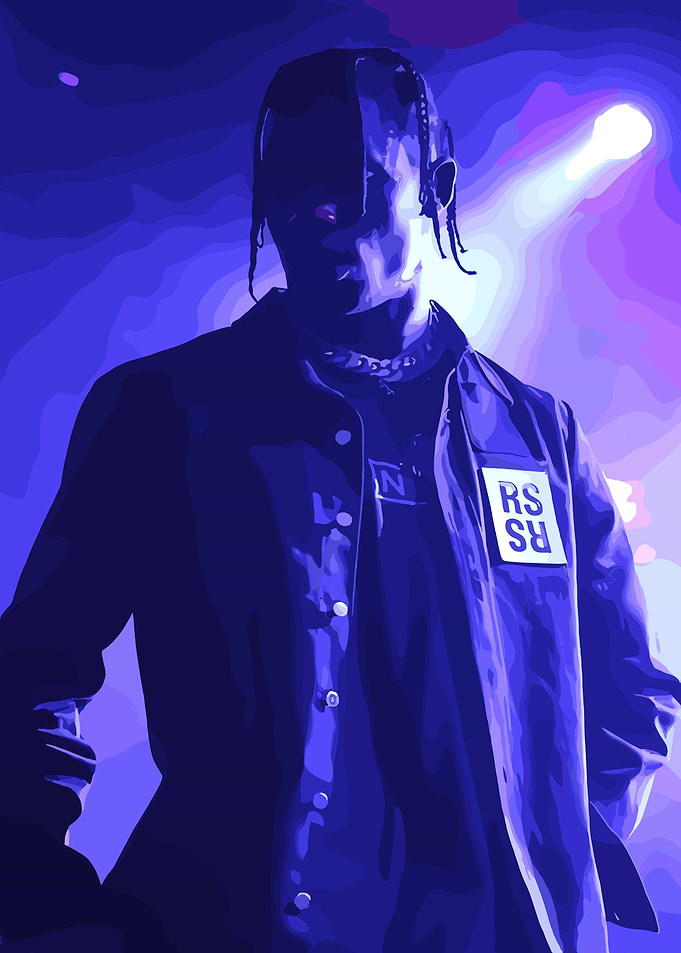 Travis Scott Portrait in Blue