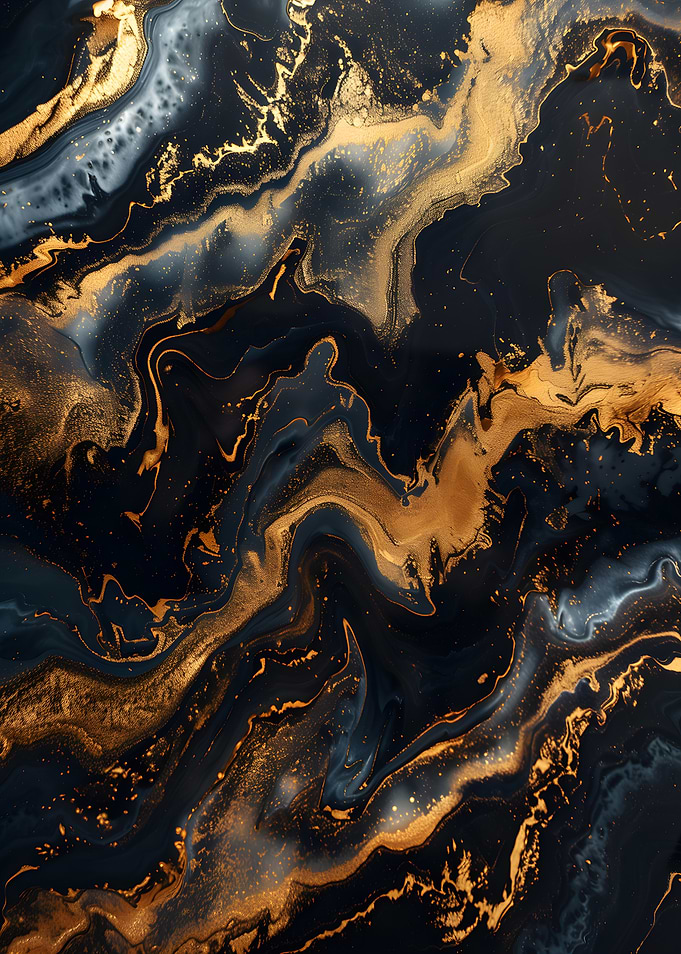 Abstract Gold and Dark Blue Marble