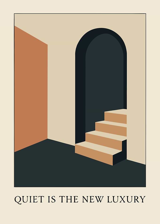 Minimalist Interior with Stairs and Text