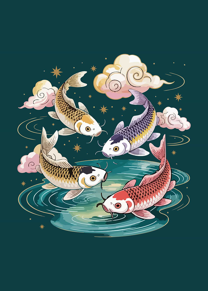 Four Koi Fish in a Circle