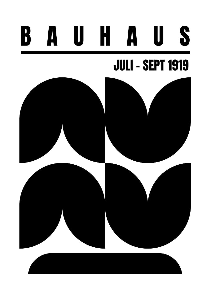 Bauhaus Juli-Sept 1919 Black and White Poster