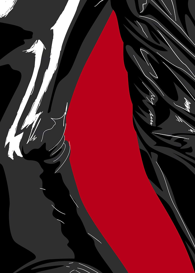 Abstract Figure in Black and Red