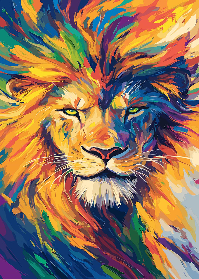 Colorful Lion Portrait