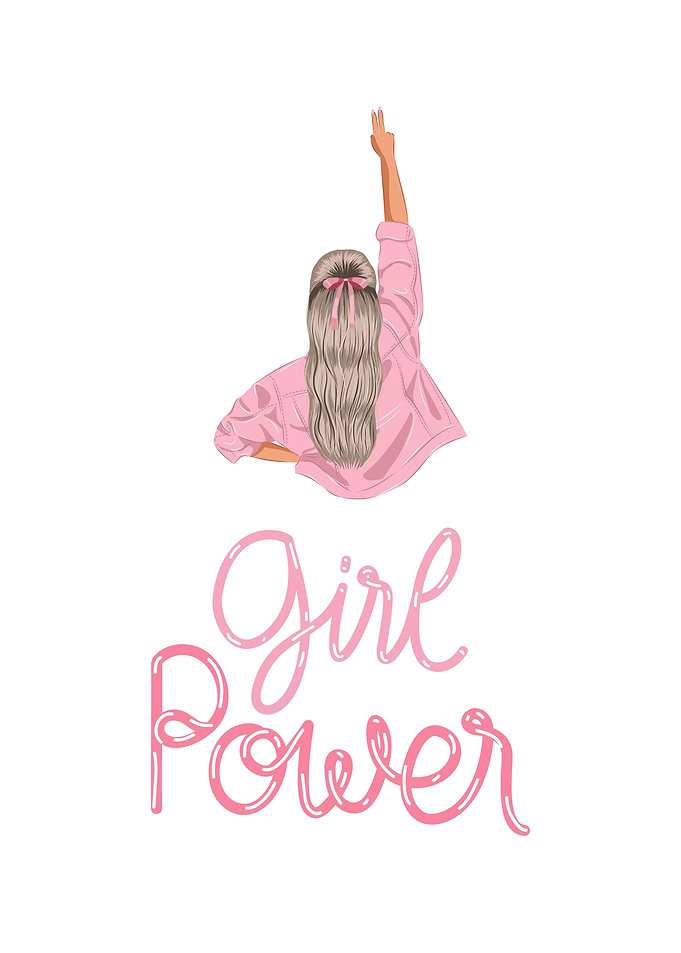 Girl Power Illustration with Raised Arm