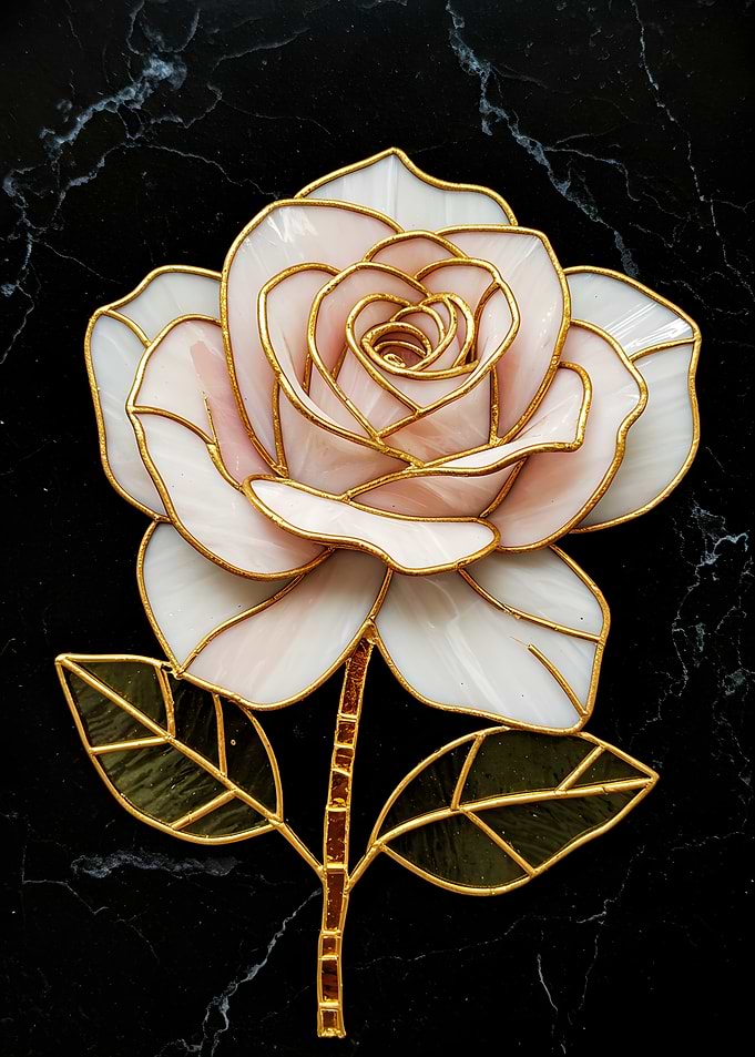 Stained Glass Rose on Marble