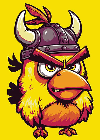 Bird Viking Cartoon Character