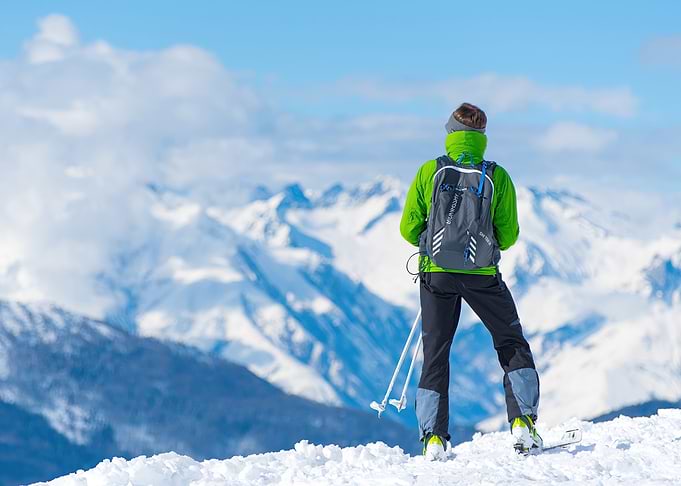 Skier on Mountain Peak