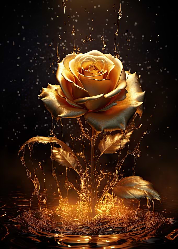 Golden Rose with Liquid Gold
