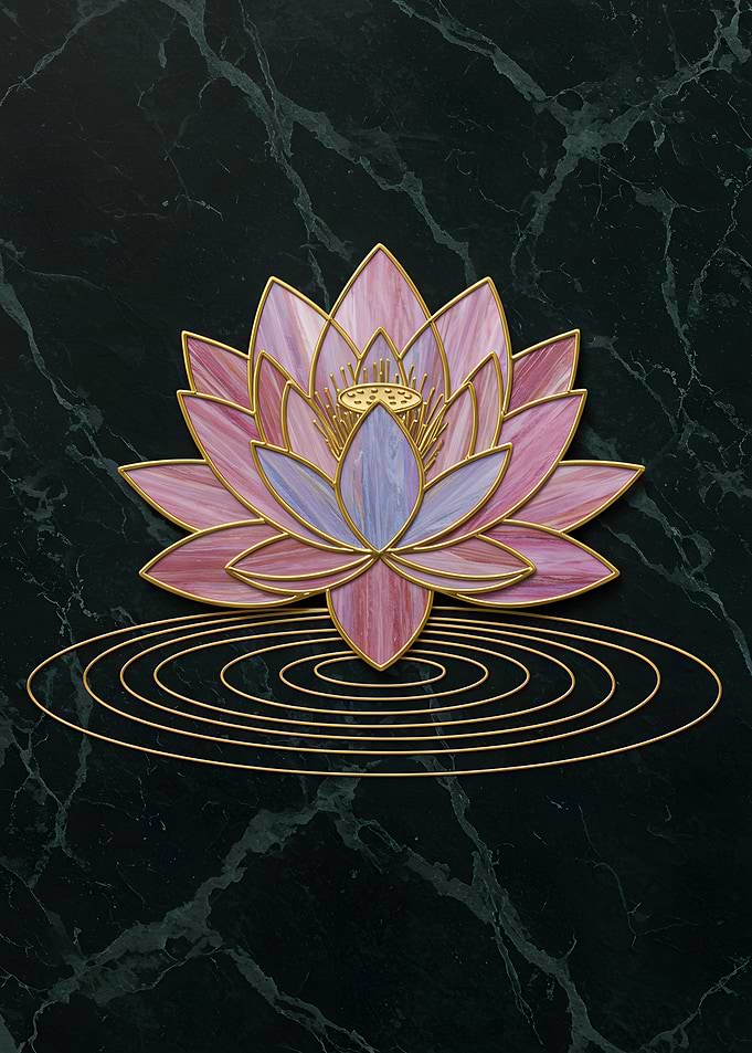 Pink Lotus Flower with Golden Accents