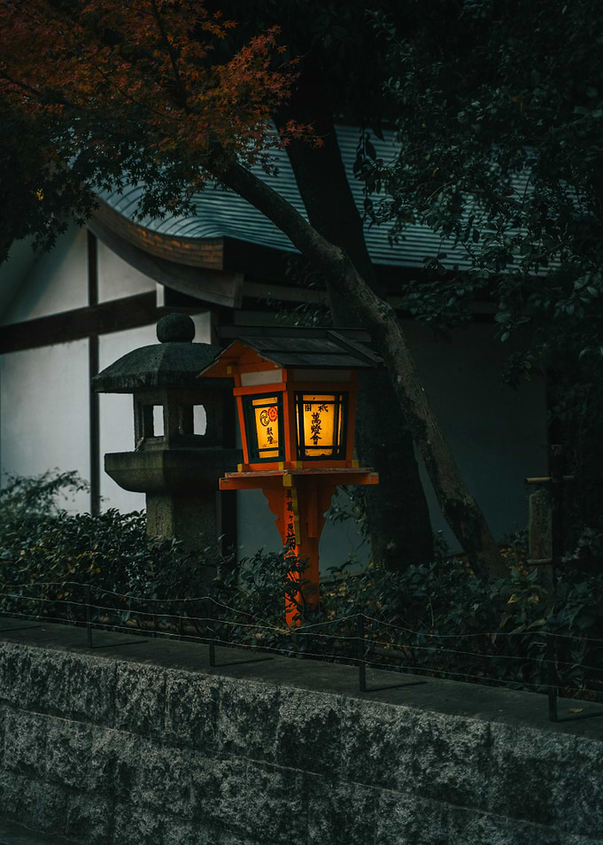 Japanese Lantern in Garden Setting