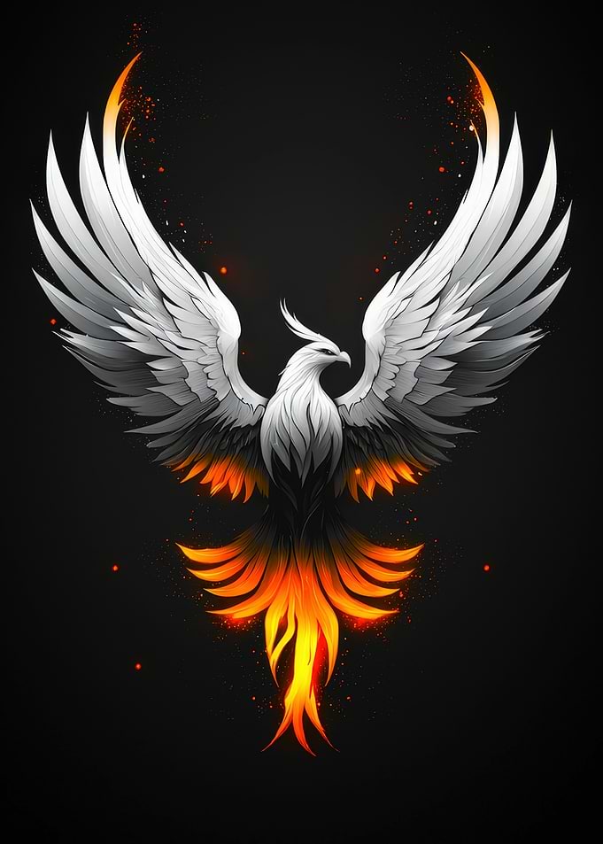 Phoenix wings of fire rising mythical bird of rebirth