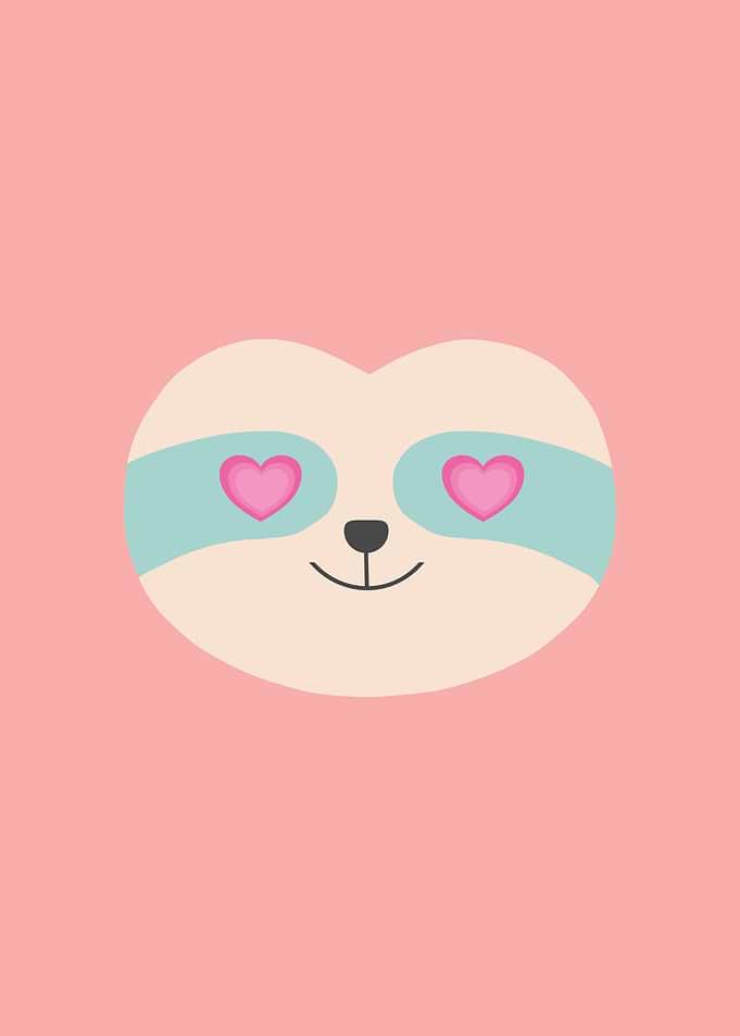 Cute Sloth with Heart Eyes Illustration