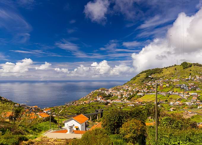 Coastal Village on Hillside with Ocean View, Madeira