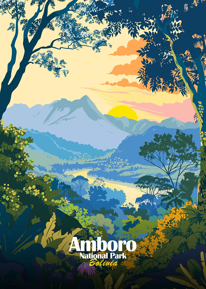 Amboro National Park Bolivia Illustration