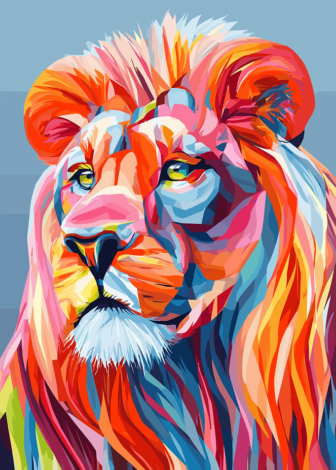 Colorful Lion Portrait