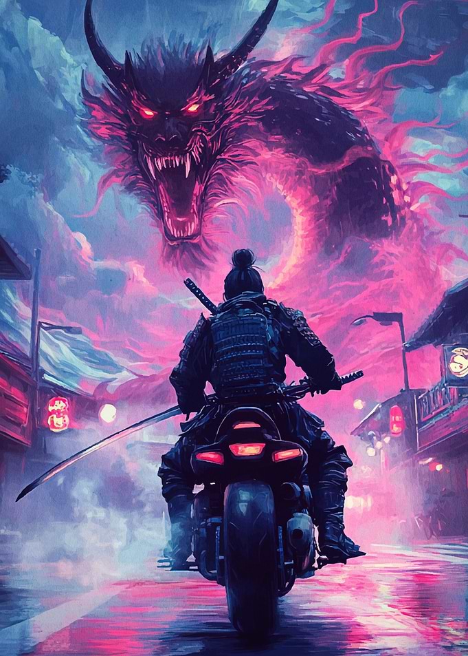 Samurai Motorcycle Dragon