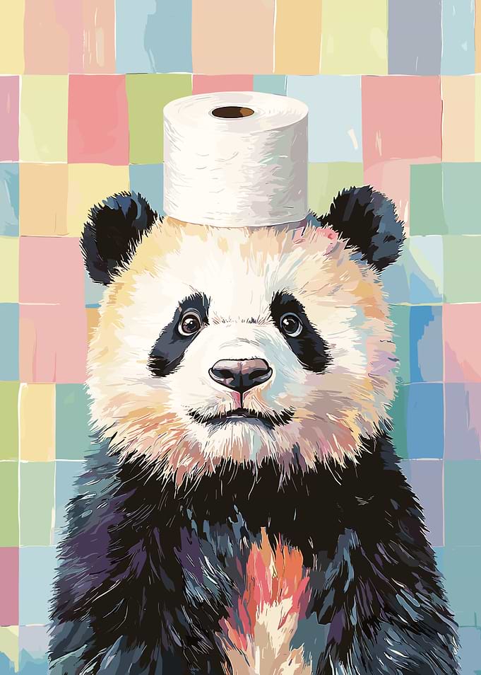 Panda with Toilet Paper Hat