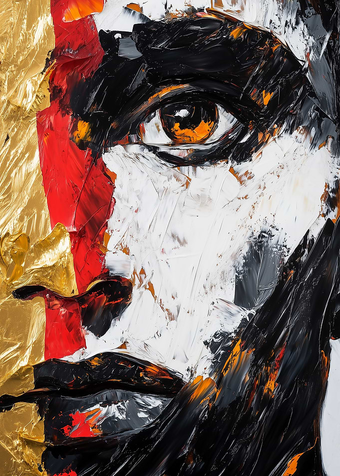 Abstract Portrait Painting with german flag colors