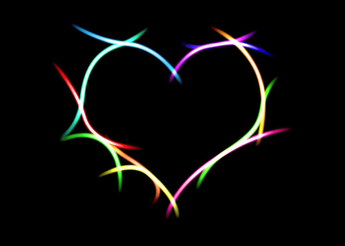 Colorful Heart on Black Background