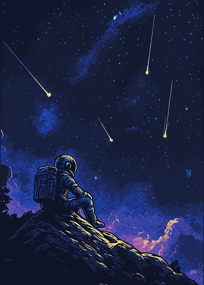 Astronaut Watching Shooting Stars