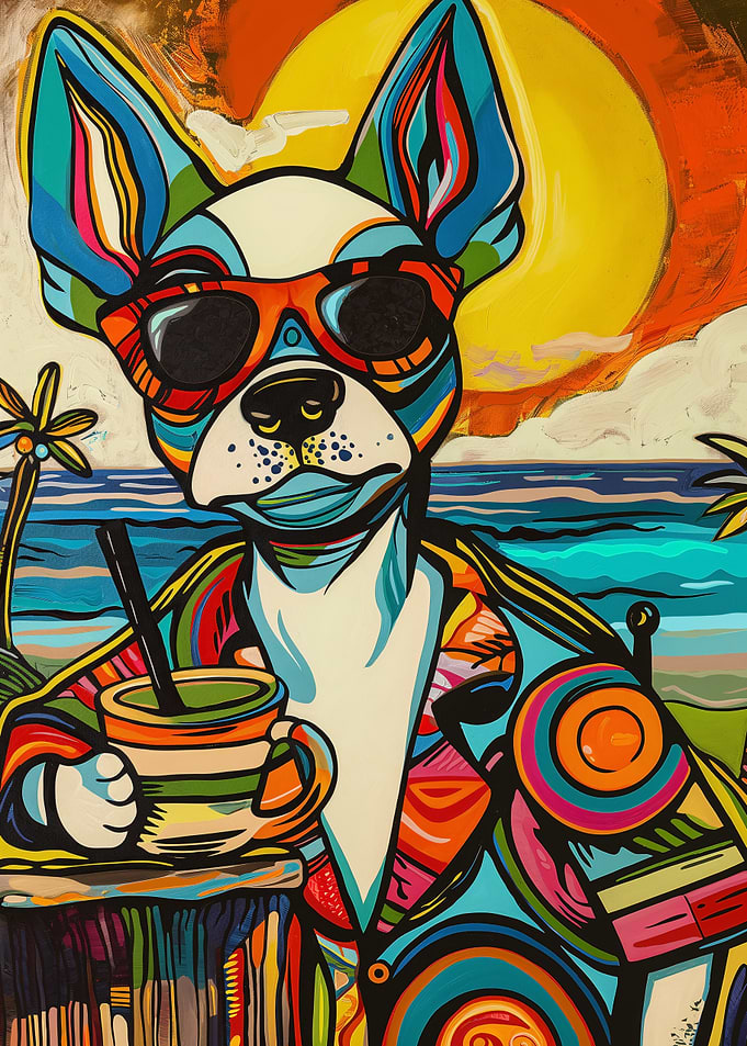 Cool Dog Beach Vacation Painting