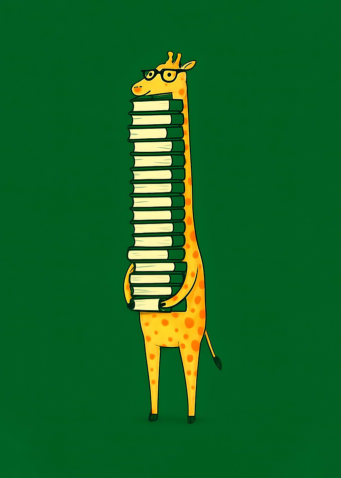 Giraffe with Books