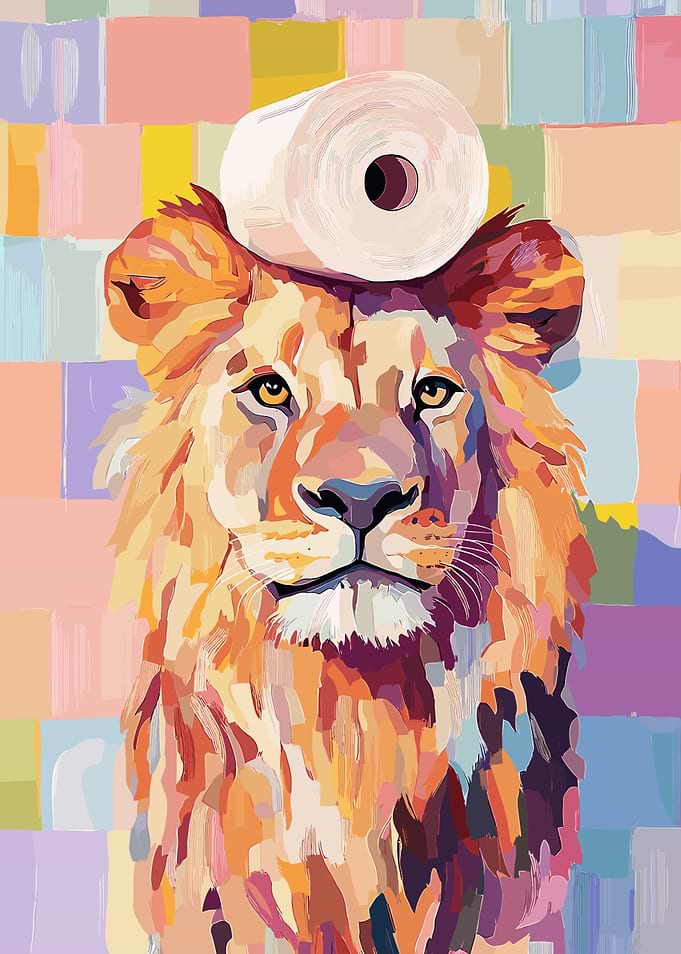 Lion with Toilet Paper Hat