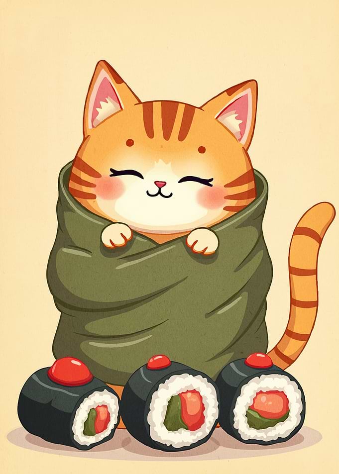 Cute Cat Sushi Roll