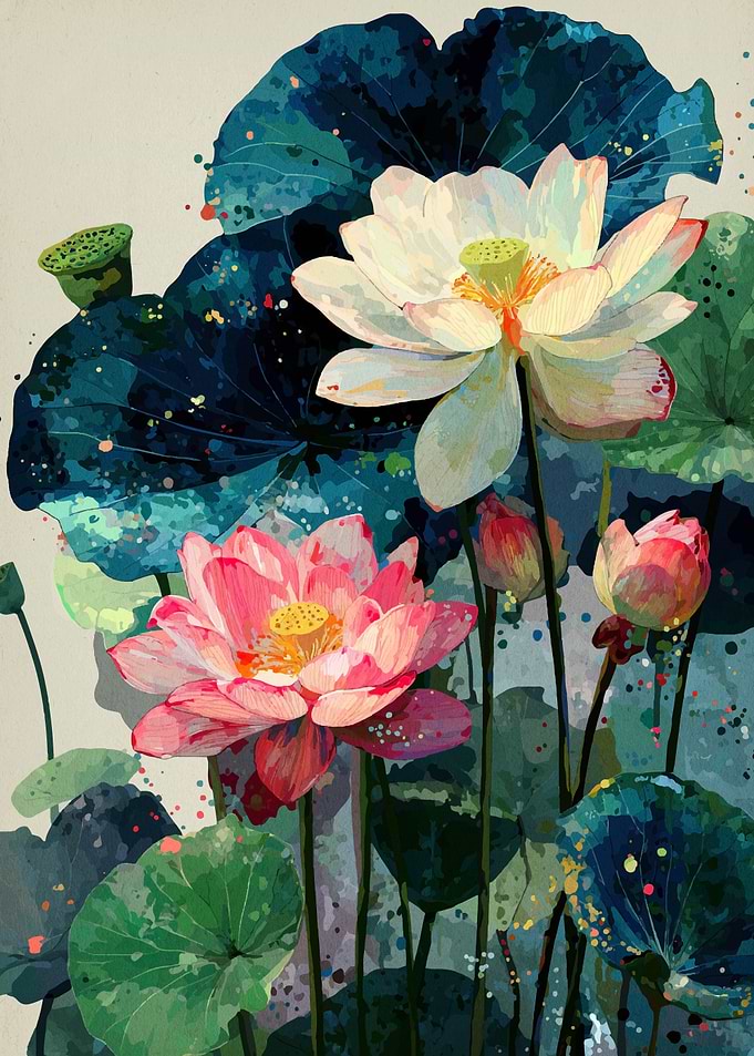 Lotus Flowers Painting