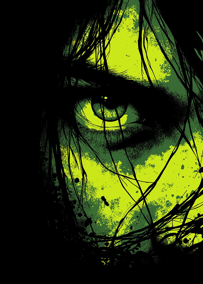 Intense Green Eye in the Dark