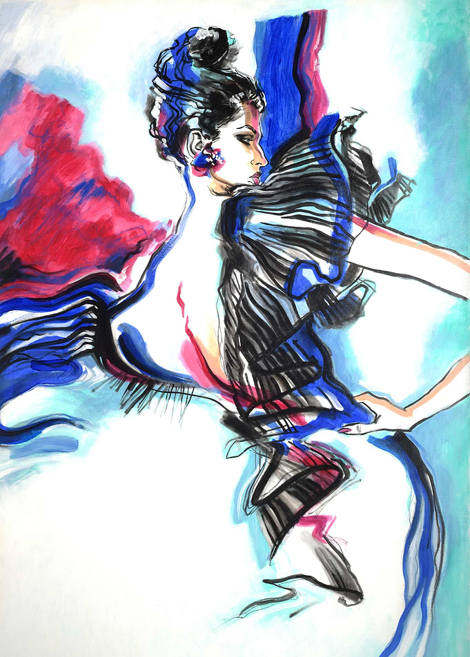 Fashion Illustration of Woman in Dress