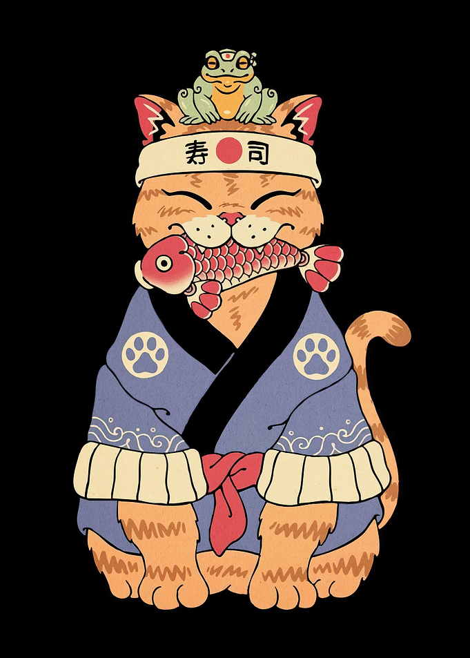 Sushi Cat Frog Friend