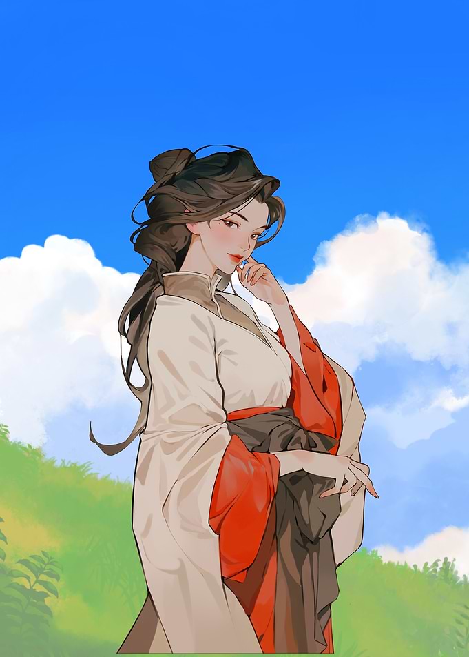 Elegant Woman in Traditional Asian Clothing
