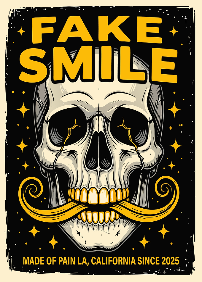 Fake Smile Skull with Mustache