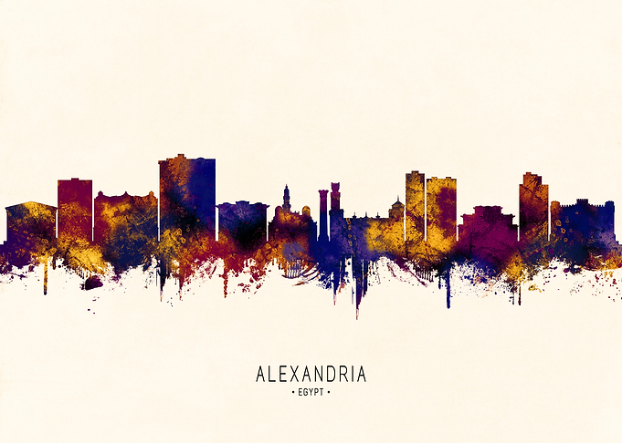 Alexandria, Egypt Skyline Watercolor