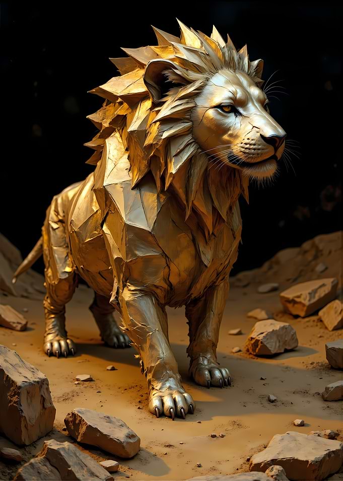 Golden Lion Sculpture