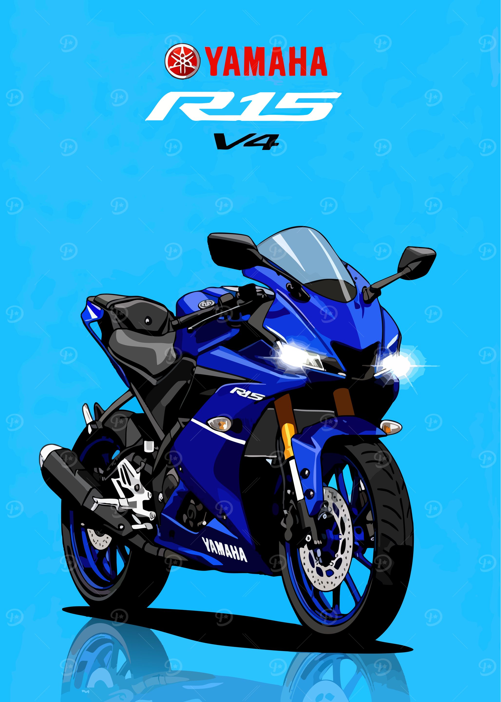 Yamaha R15 V4 Motorcycle Illustration