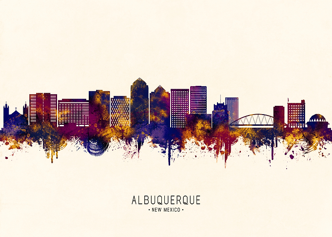Albuquerque New Mexico Skyline Watercolor