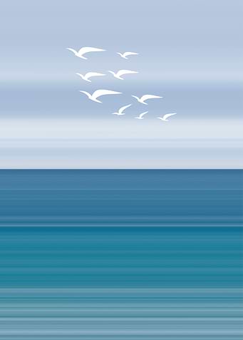 Seascape with Birds in Flight