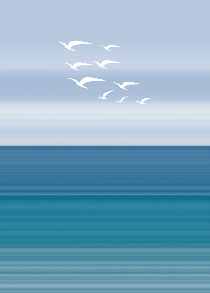 Seascape with Birds in Flight