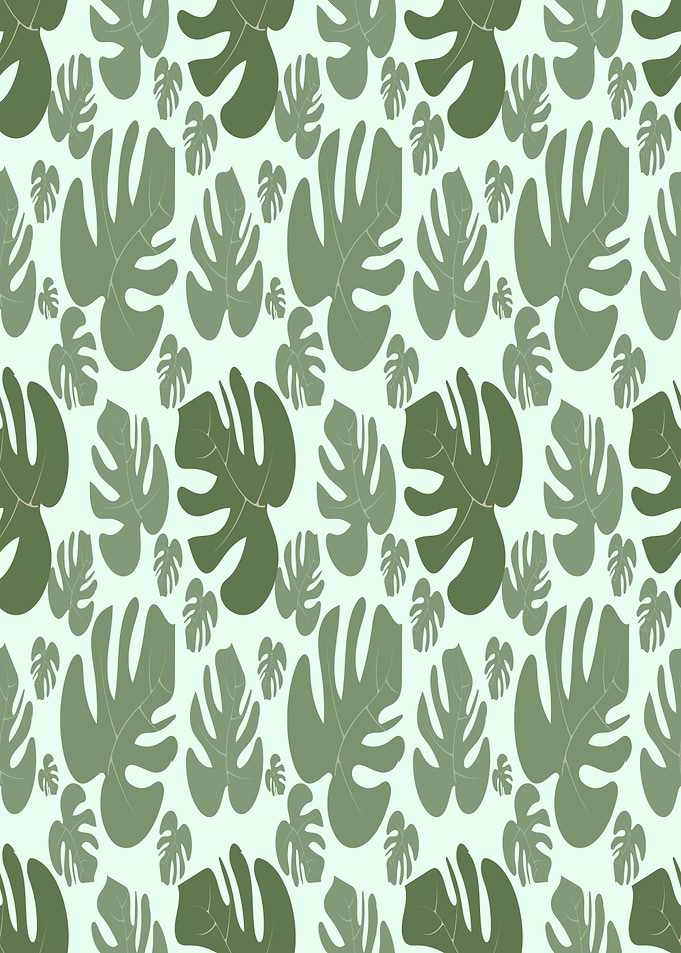 Monstera Leaf Pattern in Green Tones