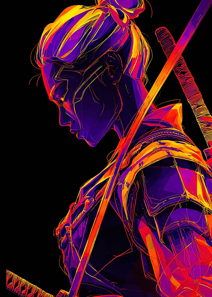 Neon Samurai Warrior