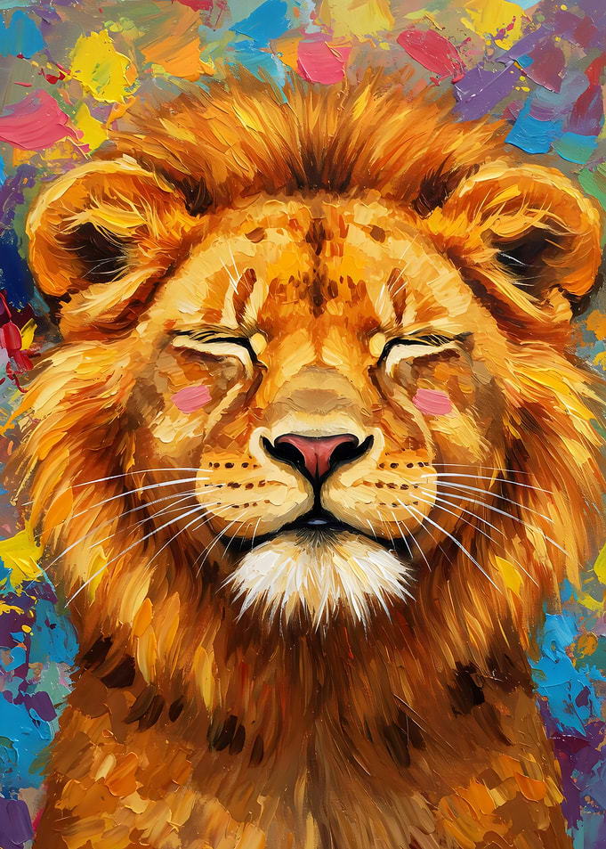 Lion Portrait with Colorful Background