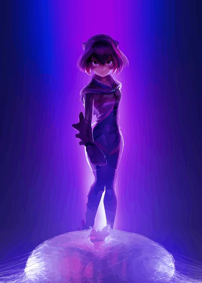 Anime Girl in Purple Light
