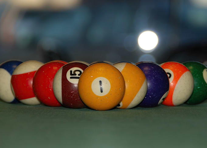 Close-up of Billiard Balls on Table