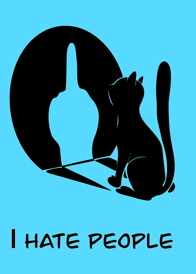 Cat Shadow Middle Finger Silhouette