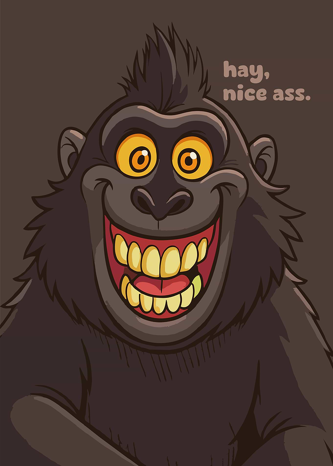 Cartoon Gorilla with a Cheeky Remark