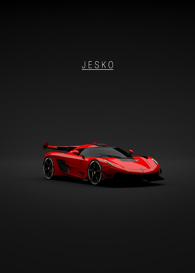 Red Koenigsegg Jesko on Black Background